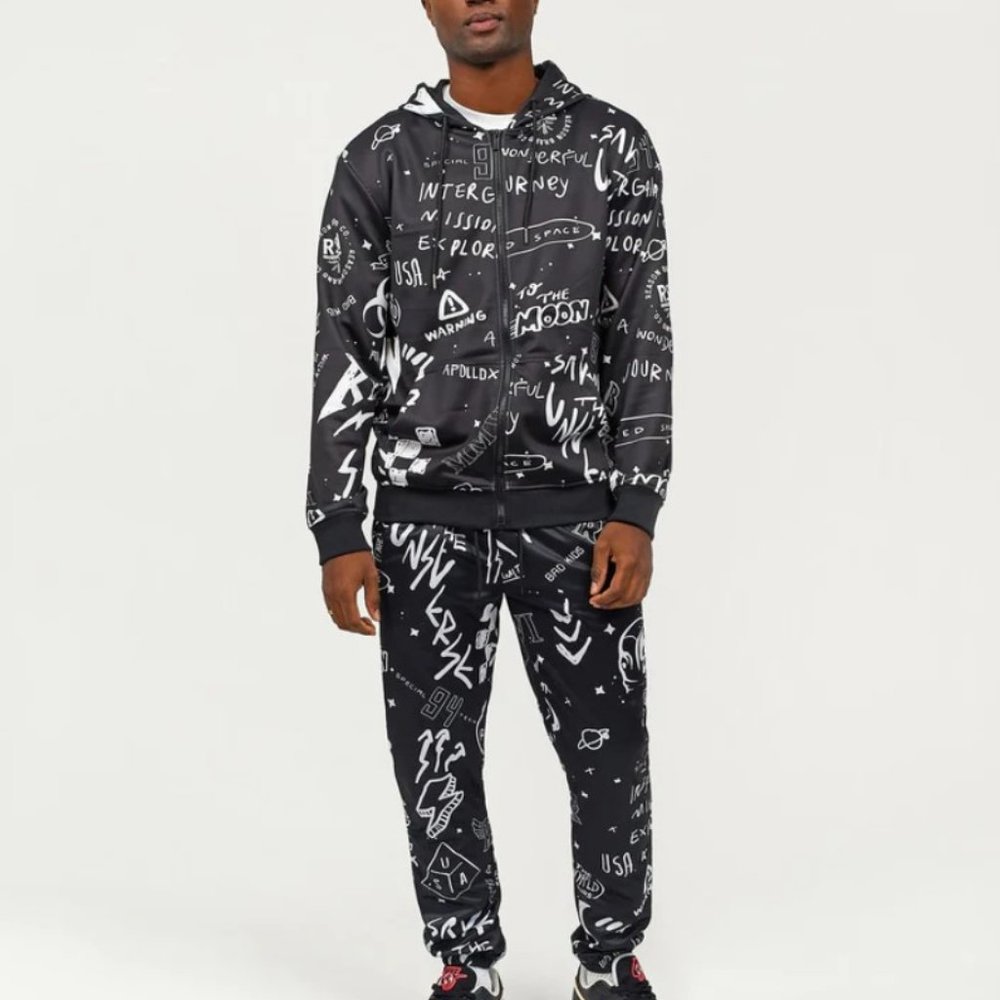 Reason No Regrets Galaxy Print Track Set Tracksuit 2 Piece Men's